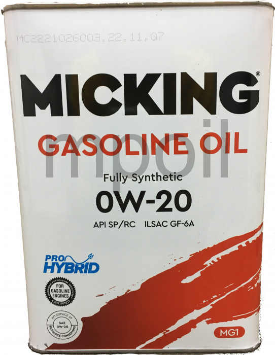 Масло Micking Gasoline Oil MG1 0W-20 SP/RC 4л